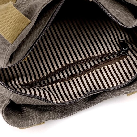 Women's Canvas Crossbody Bag Purse Small Shoulder Tote Multi-pocket for Work - Picture 8 of 8